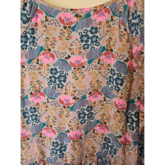 Matilda Jane Blouse Women Medium Pink Blue Floral Boho Lace Trim Tassels Crochet - Picture 13 of 16